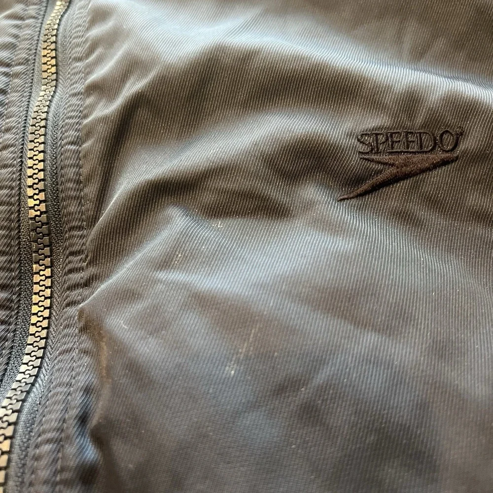 Speedo USA Team Swim Parka Men's Size Large Blue Fleece Lined Hooded Jacket